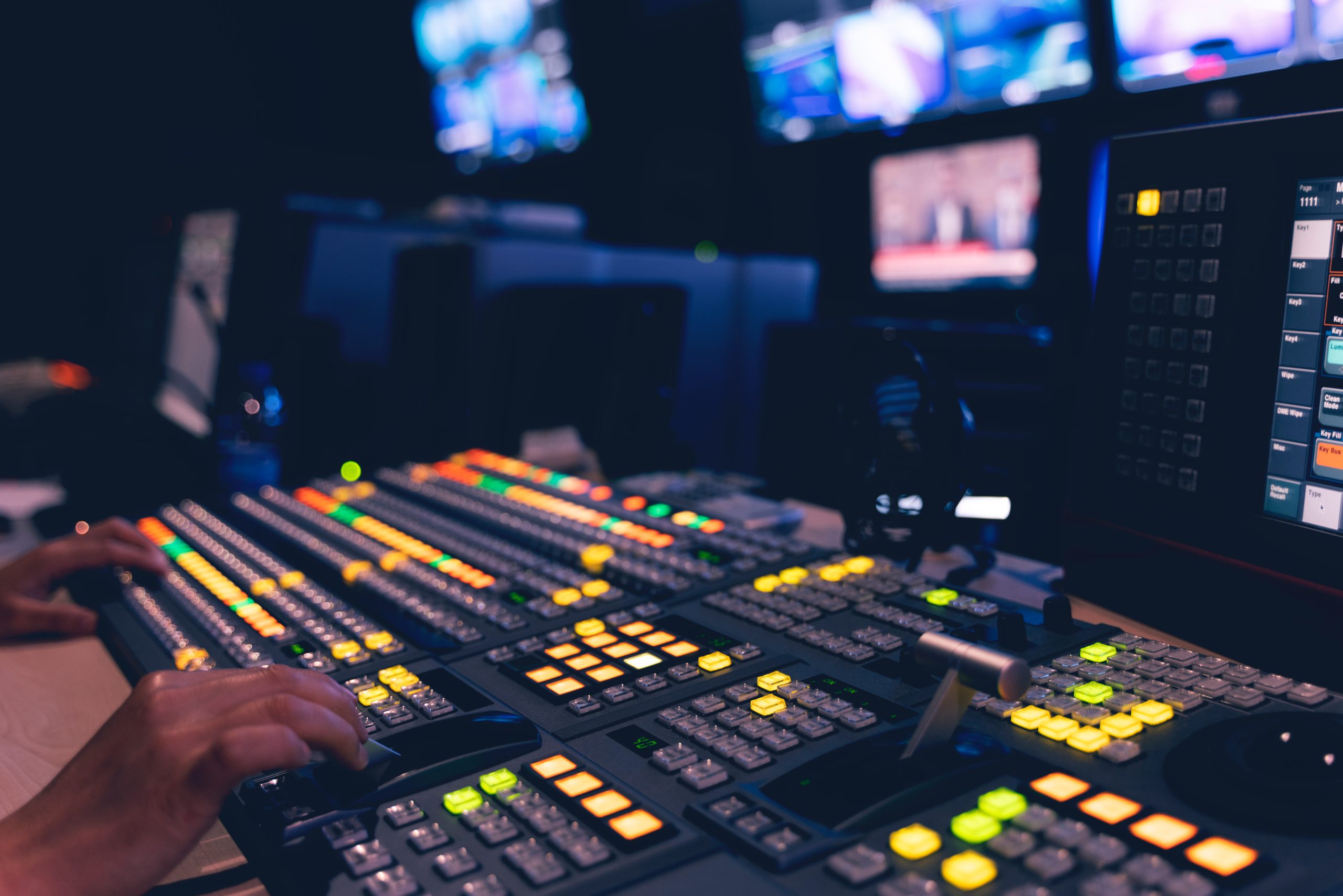 Controlled,In,A,Broadcast,Studio.,Video,Mixer,Use